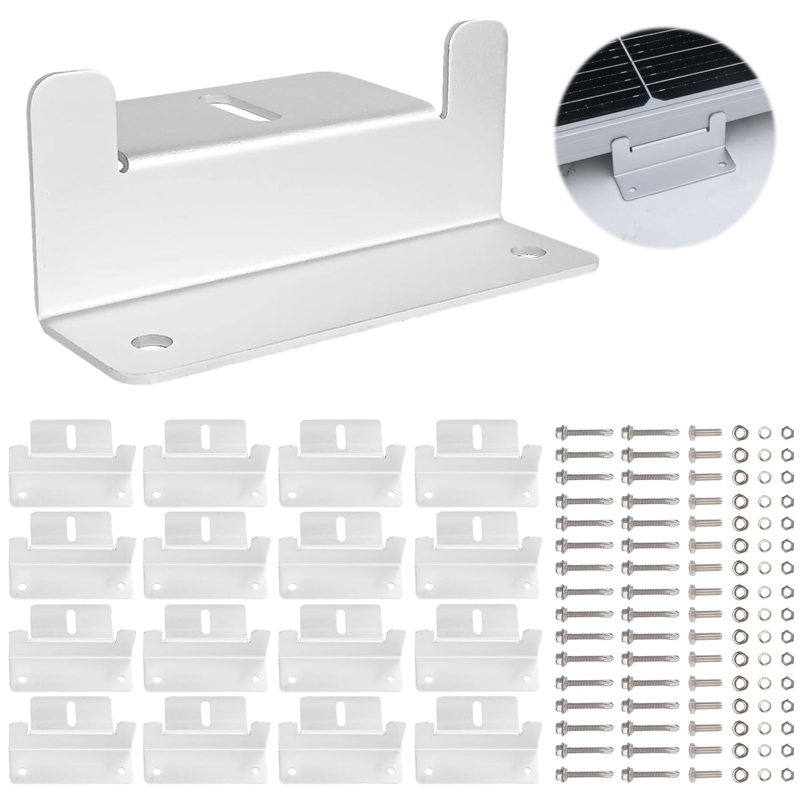 aleawol 16個セット ソーラー パネル取付金具 アルミニウム合金 Z ブラケット 太陽光パネル 取り付け金具 端部固定金具 ボート、RV、屋根、壁およびその他のオフガード取り付けに適した（シルバー）