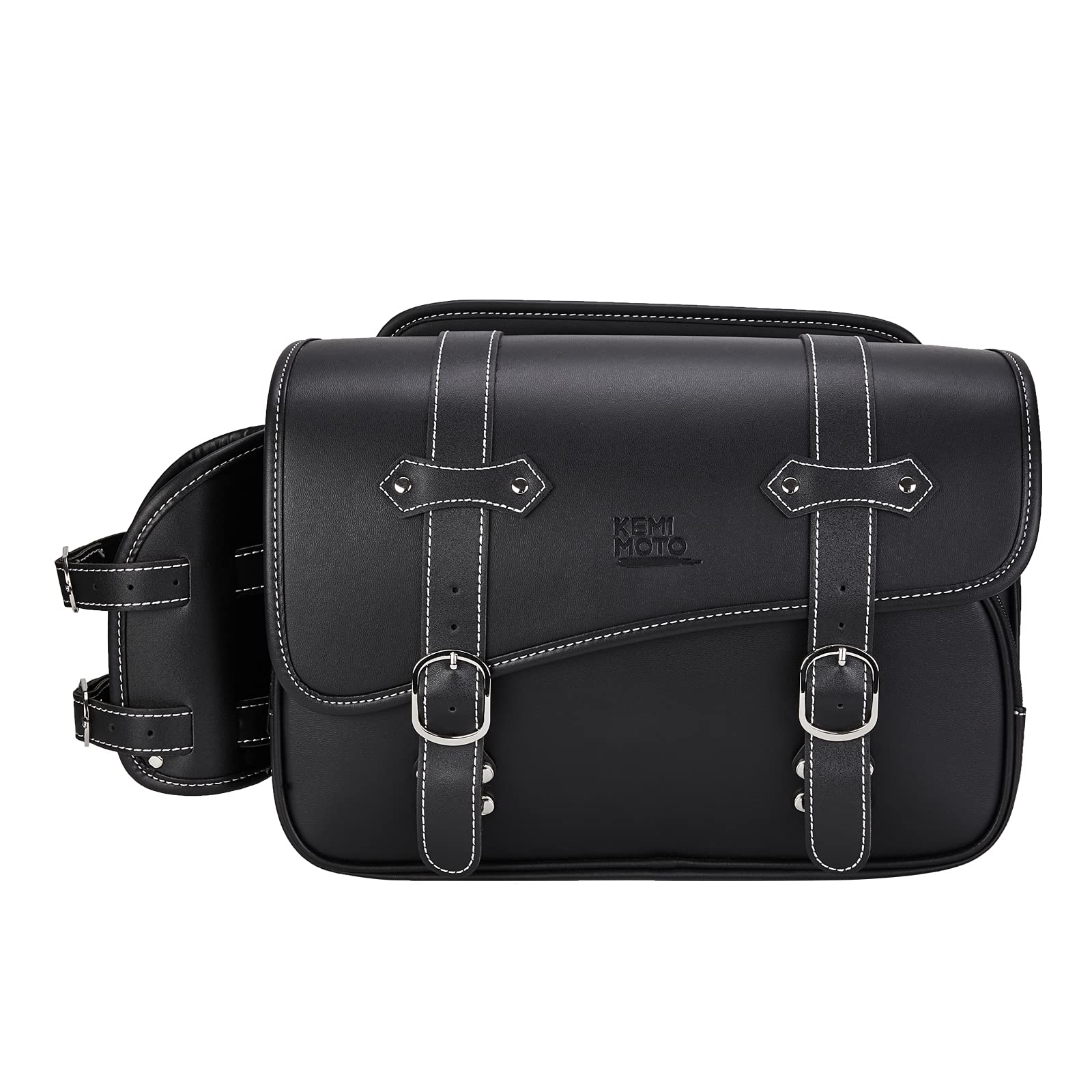 KEMIMOTO サイドバッグ 10L バイク用 サドルバッグ バック 防撥水 防水 ドリンクホルダー付属 小物収納 ブラック レブル250 500 1100対応 KM801