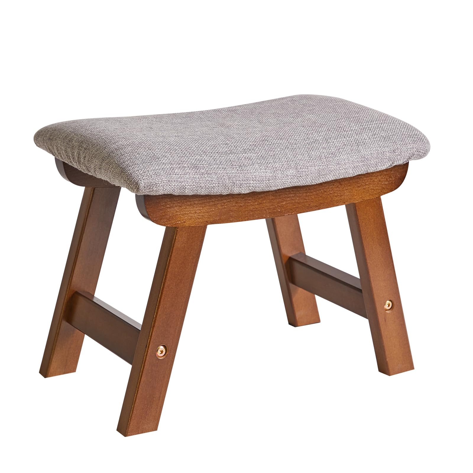 樂天商城 - Aibiju 足置き台 腰掛け 木製 スツール オットマン 天然木 フットスツール 踏み台 靴交換低いスツール 高反発 グレーのカバー+茶色の脚 幅40×奥行25×高さ29cm YD-1355