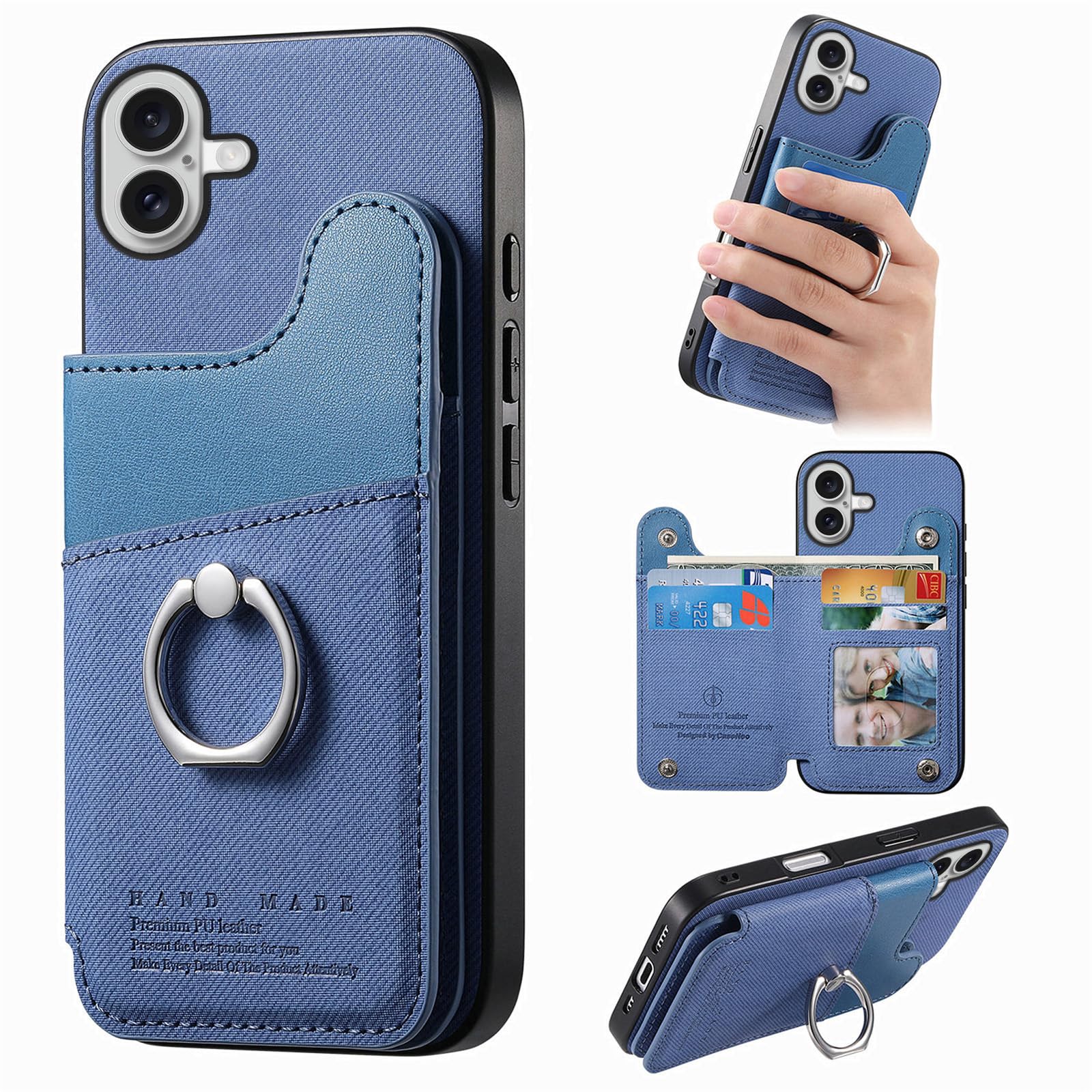 iPhone 16 ケース 手帳型 アイフォン 16 スマホケース あいふおん16ケース リング付き iphone16 携帯カバー 耐衝撃 いphone16 手帳型カバー 背面 カード収納 スマホリング アイホン16 スマホカバー 財布型 カメラ保護 スタ