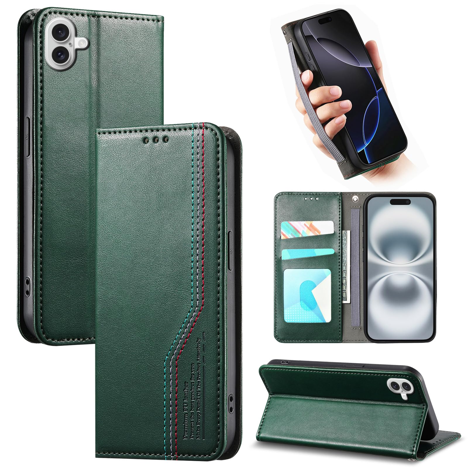 ONETHEFUL 対応 iPhone 17 ケース 手帳型 スタンド機能 あいふおん17 ケース 財布型 ス アイフォン 17 カード収納 スマホケース いふぉん17 マグネット式 財布付き PUレザー 耐衝撃 全面保護 ストラップホール付き リストバン