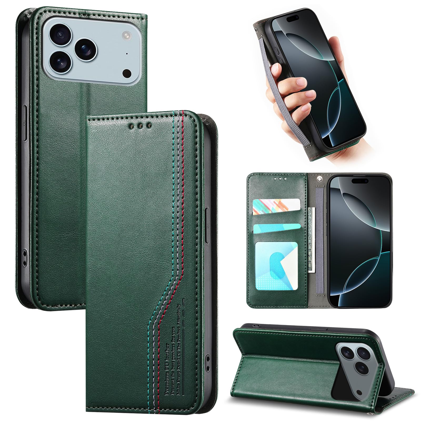 ONETHEFUL 対応 iphone 17 pro max ケース 手帳型 スタンド機能 いphone17promax ケース カード収納 iphone17プロマックス カバー 財布型 アイフォン17プロマックス保護ケース マグネット式 財布付き PUレ