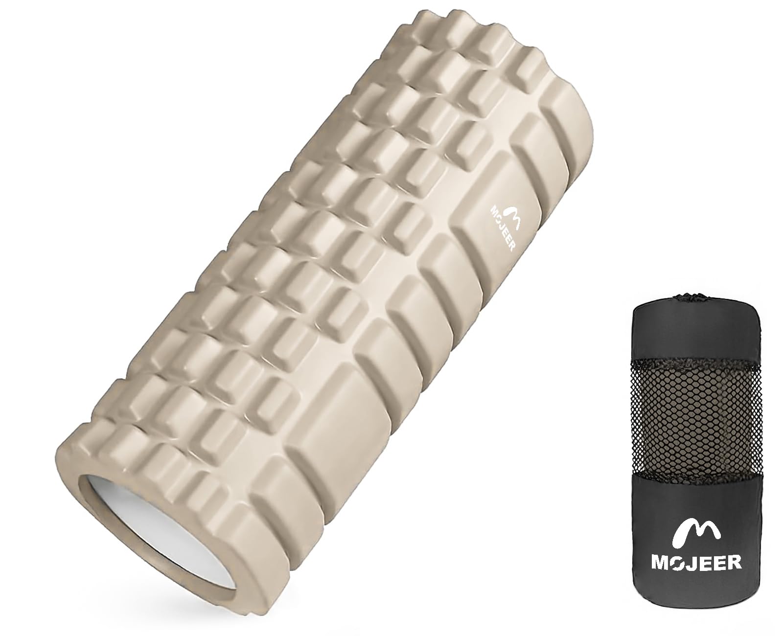 MOJEER フォームローラー ストレッチ用ポール ヨガポール 筋膜リリース 筋膜ローラー 日本語説明書付 YJZ033A (カーキ)