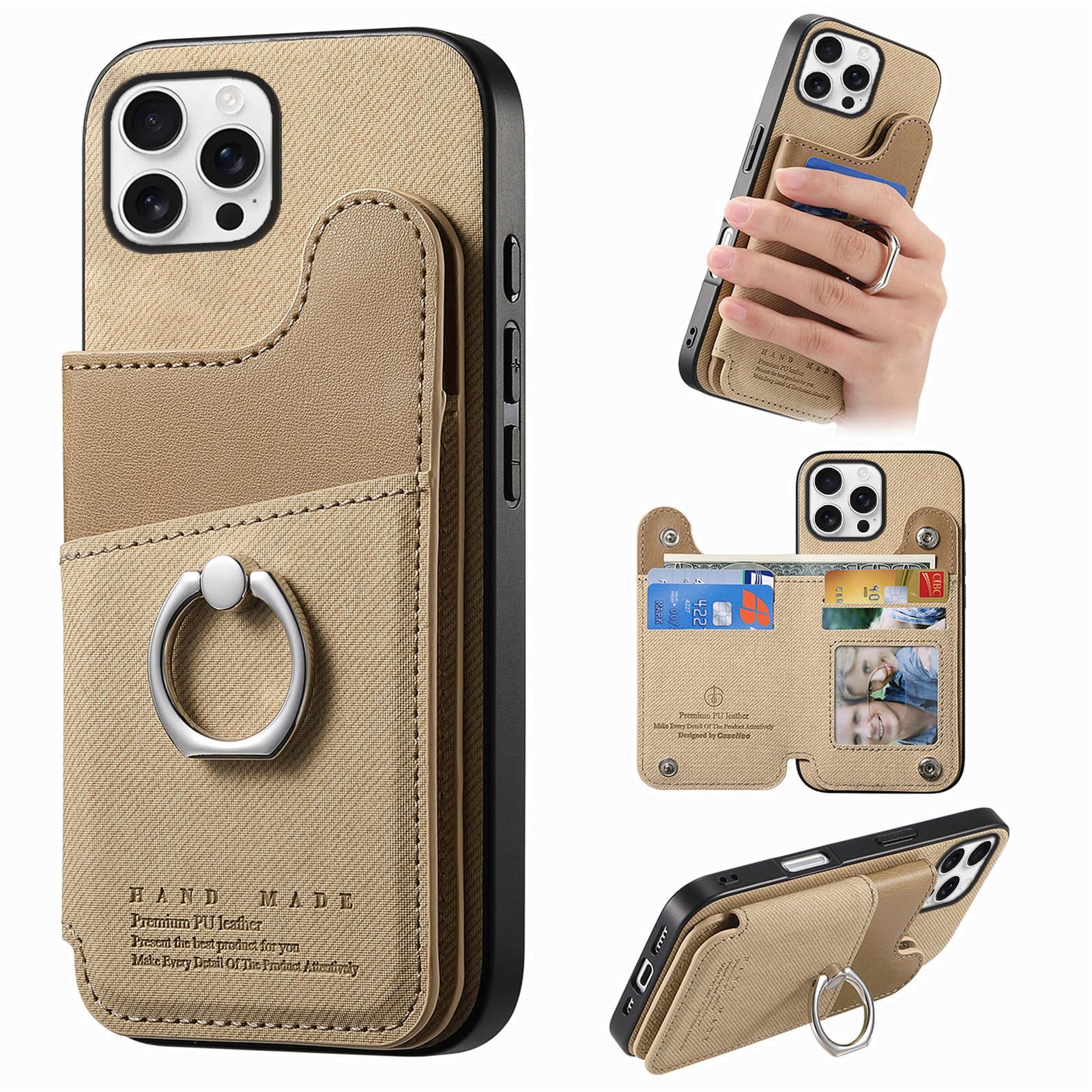 樂天商城 - iPhone 16 Pro ケース 手帳型 iphone16プロ スマホケース カード収納 背面型 あいふおん16プロケース リング付き アイフォン16pro カバー 耐衝撃 薄型 iphone16pro カバー PUレザー 財布付き アイホン16pro