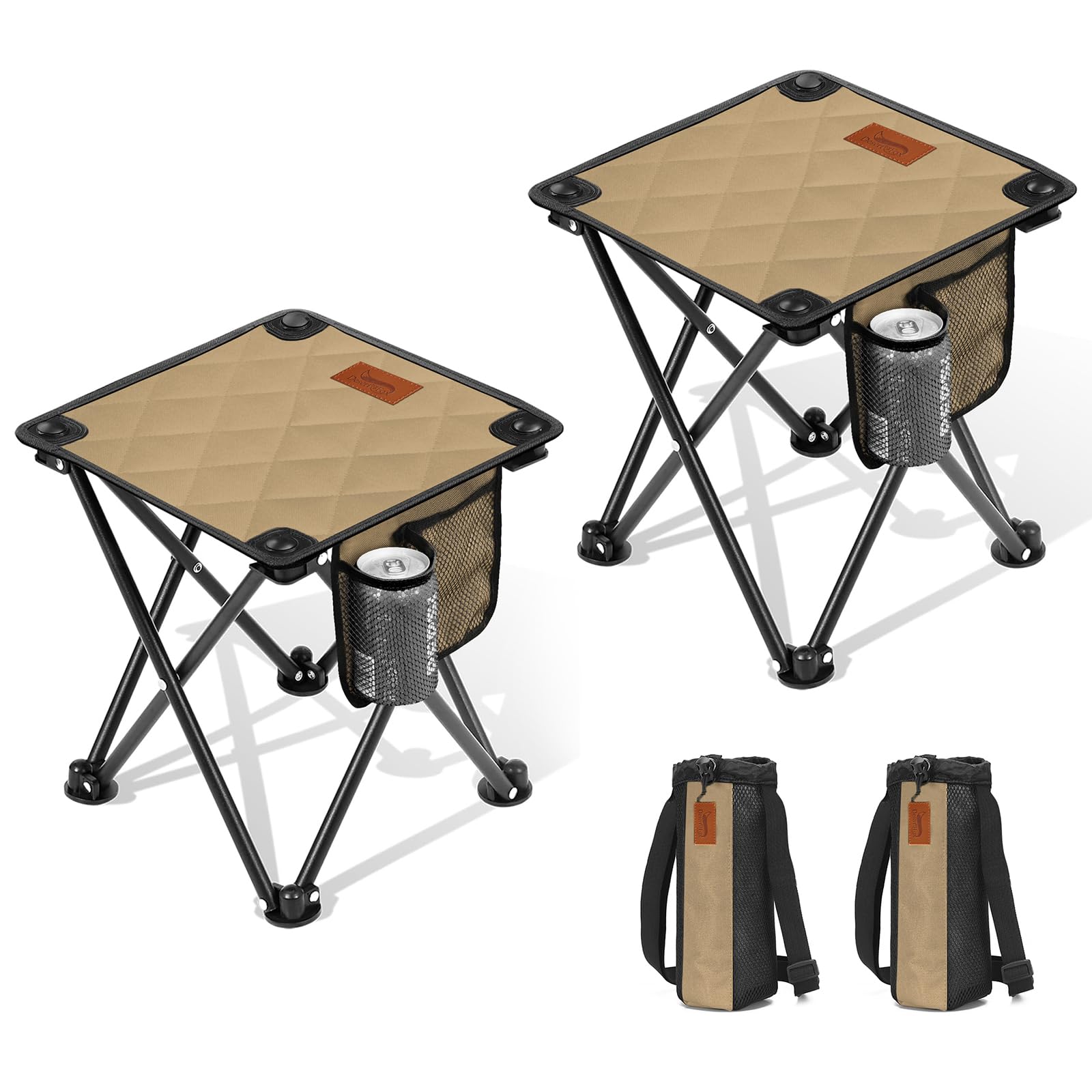 DesertFox キャンプ椅子 アウトドアチェア 折りたたみ 椅子 厚手の中綿 秋冬用 超軽量 コンパクト 【サイドポケット&カップホルダー 付き 】 【耐荷重200kg】 一秒展開・収納 イス 背負える収納袋付属 お釣り 登山 携帯便利 MZ (カーキ