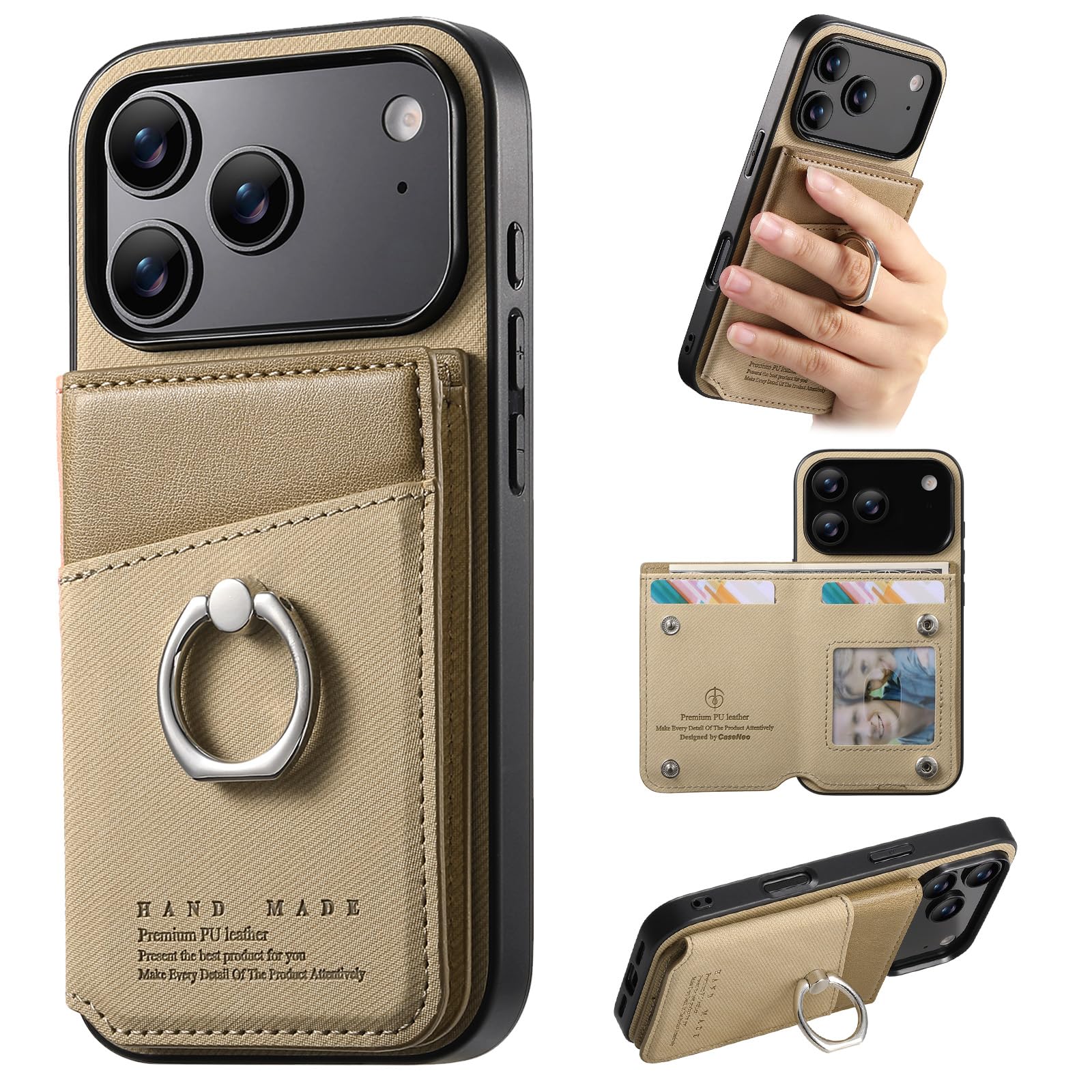 ONETHEFUL 対応 iPhone 17 Pro ケース 手帳型 背面 カード収納 あいふおん17プロケース スタンド機能 リング付き アイフォン17pro カバー 財布型 For iphone17pro カバー カメラ保護 PUレザー RFIDブロッ