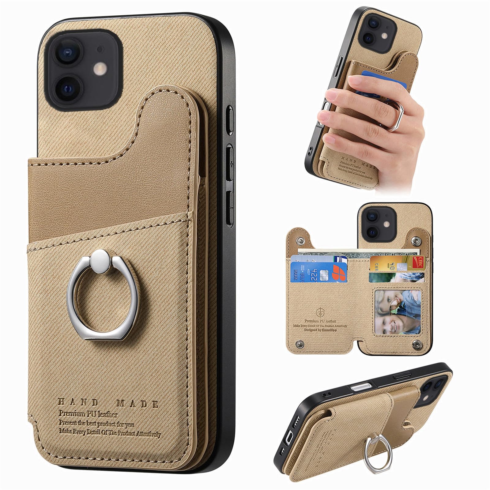 iPhone12 ケース 手帳型 iPhone 12 Pro スマホケース カード収納 背面型 あいふおん12ケース リング付き アイフォン 12 / 12pro カバー 耐衝撃 薄型 iphone12 カバー 財布付き スタンド機能 PUレザー カメラ保