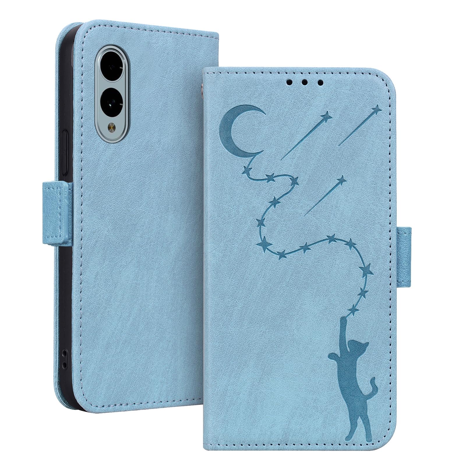 Arrows We2 F-52E ケース 手帳型 アローズWE2 手帳型ケース スタンド機能 マグネット カード収納 arrows we2 カバー 人気 おしゃれ アローズ We2 ケース 耐衝撃 全面保護 F-52E スマホケース 月と流れ星 可愛い 猫