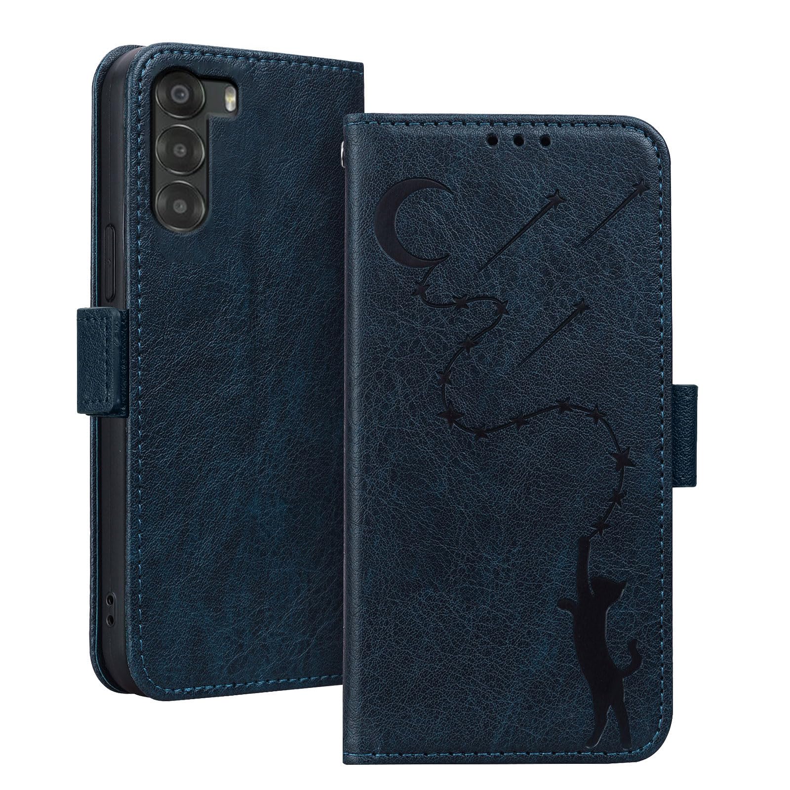 Rakuten - ZTE Nubia S 5G ケース ヌビアs 5g ケース スタンド機能 マグネット カード収納 耐衝撃 スマホケース nubia s 5g 財布型 全面保護 可愛い 猫柄 柔らかいTPU ONETHEFUL ZTE A403ZT ケース手帳型 - 濃紺