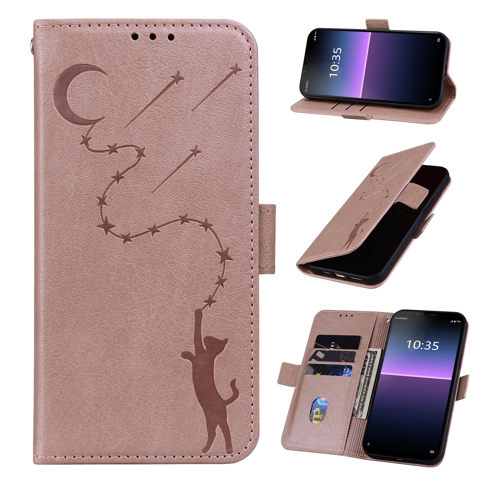 Xperia 10v ケース so-52d ケース スタンド機能 マグネット xperia 10v スマホケース カード収納 耐衝撃 えくすへりあ10v スマホケース 全面保護 ONETHEFUL xperia 10 v ケース 可愛い 猫柄 柔らかいTP