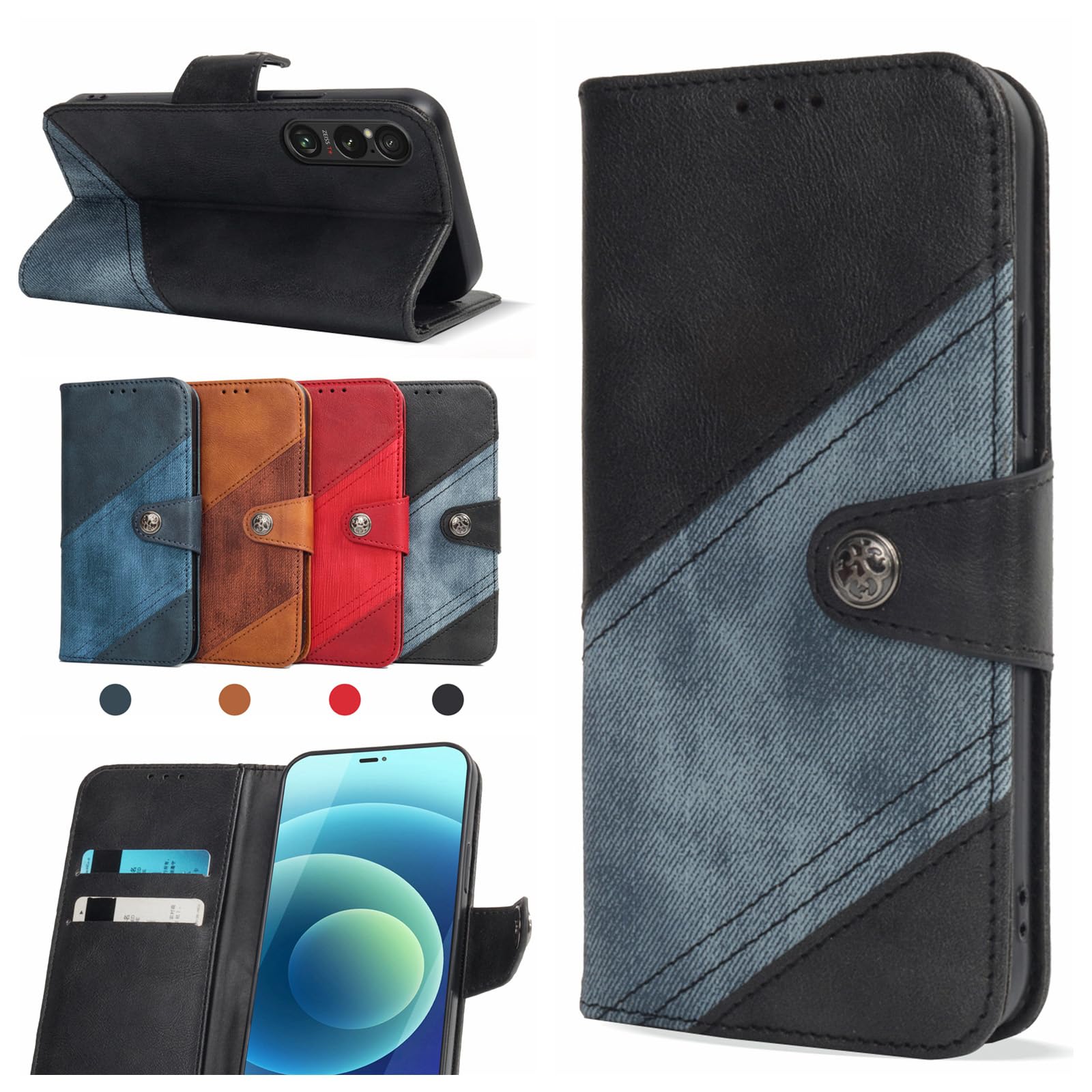 Xperia 1 vi カバー エクスペリア1 vi ケース so-51e ケース 耐衝撃 カード収納 xperia1vi スマホケース スタンド機能 薄型 軽量 防水 マグネット xperia 1 vi 携帯カバー 柔らかいTPU レザー Sony Xp