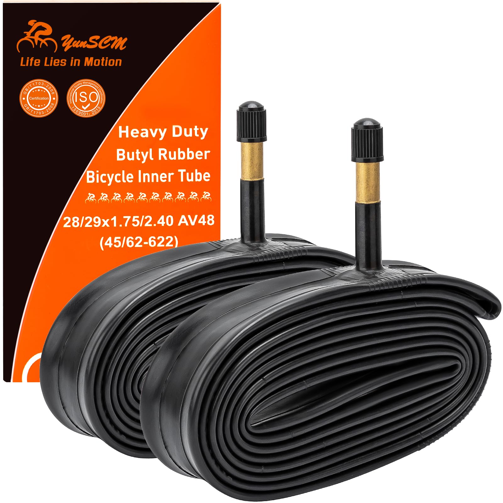 YunSCM 2本,29 1.95 チューブ 肉厚,米式バルブ48mm,28/29x1.75/2.40 自転車チューブ,適用 29x1.75/29x1..