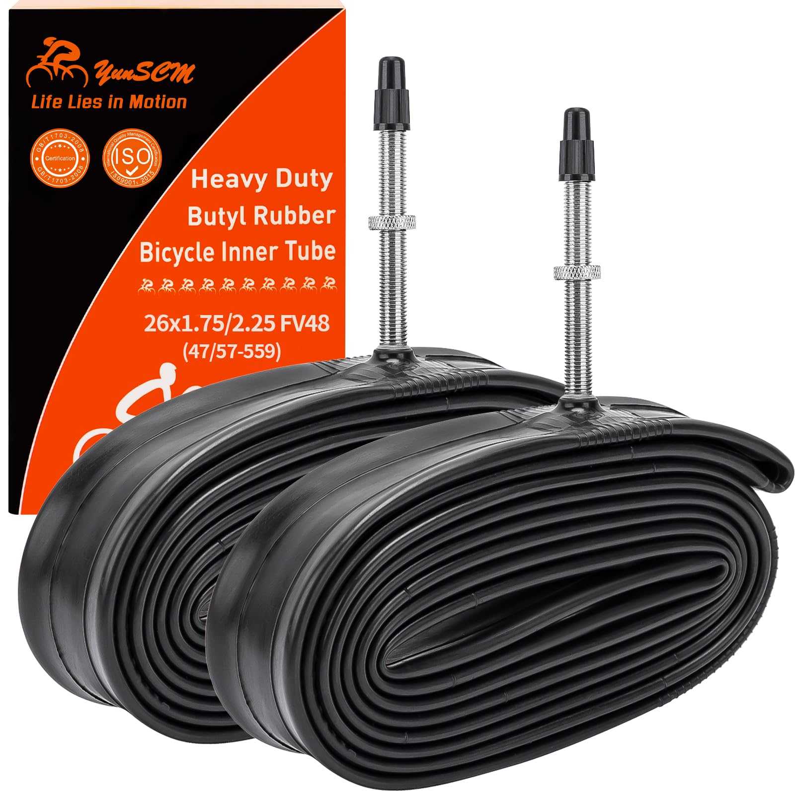 樂天商城 - YunSCM 2本,26 2.125 チューブ 肉厚,仏式バルブ48mm,26x1.75/2.25 チューブ,自転車チューブ 26 1.75,自転車チューブ 26 1.95