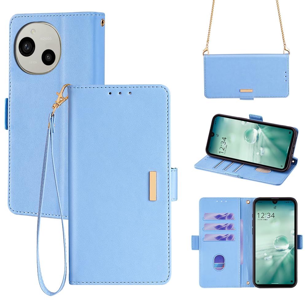 樂天商城 - Aquos R9 ケース SHARP アクオス R9 / SH-51E 用 カバー aquos r9 スマホケース SH-51E ケース ショルダー ストラップ付き AQUOS R9 A401SHカバー スタンド機能 カード収納 耐衝撃 リストストラップ付