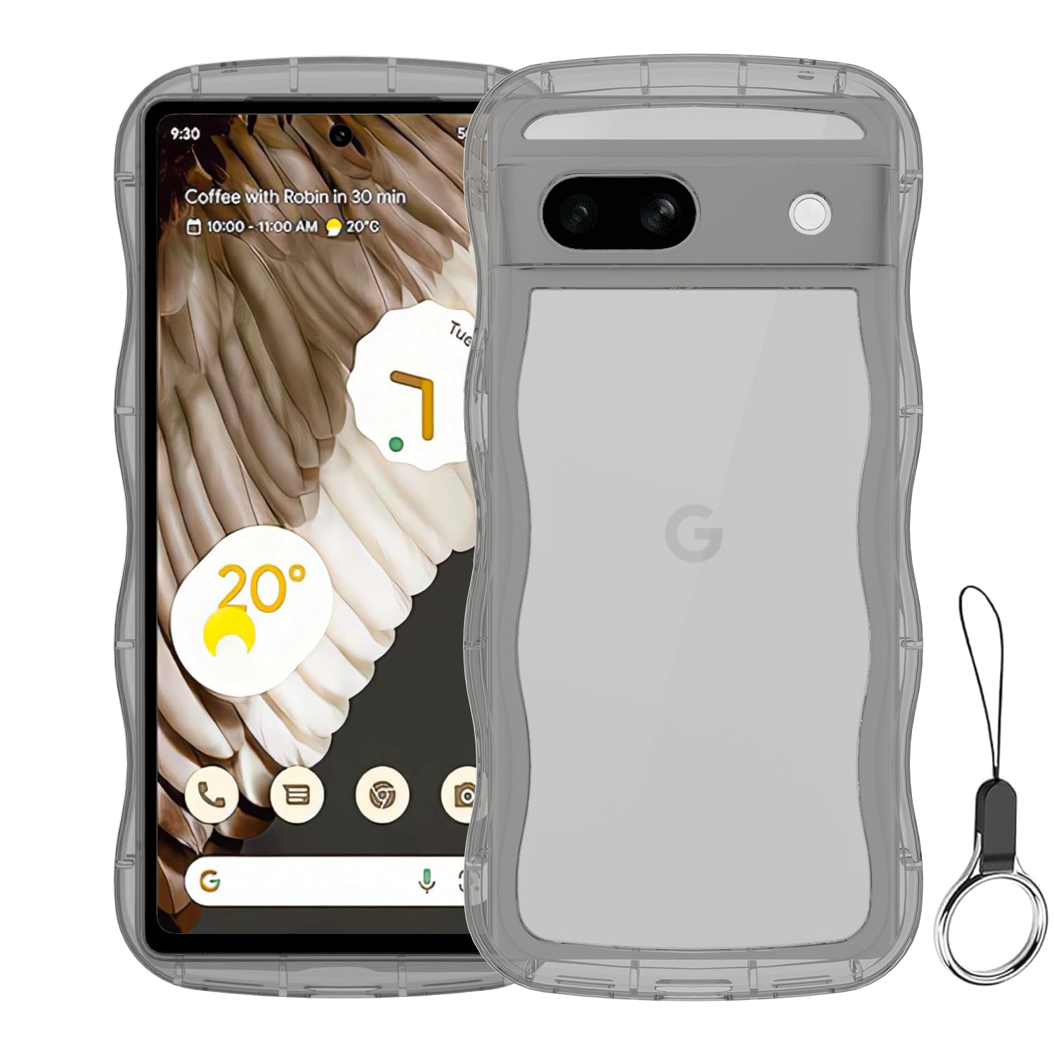 Google Pixel 6A ケース クリアブラック ウェーブ ピクセル 6A TPU波状のバンパー 透明 スマホケース かわいい うねうね グーグル ピクセル6A ウェーブ デザイン 可愛い 韓国 薄型 人気 おしゃれ 耐衝撃 黄ばみなし グーグルピク