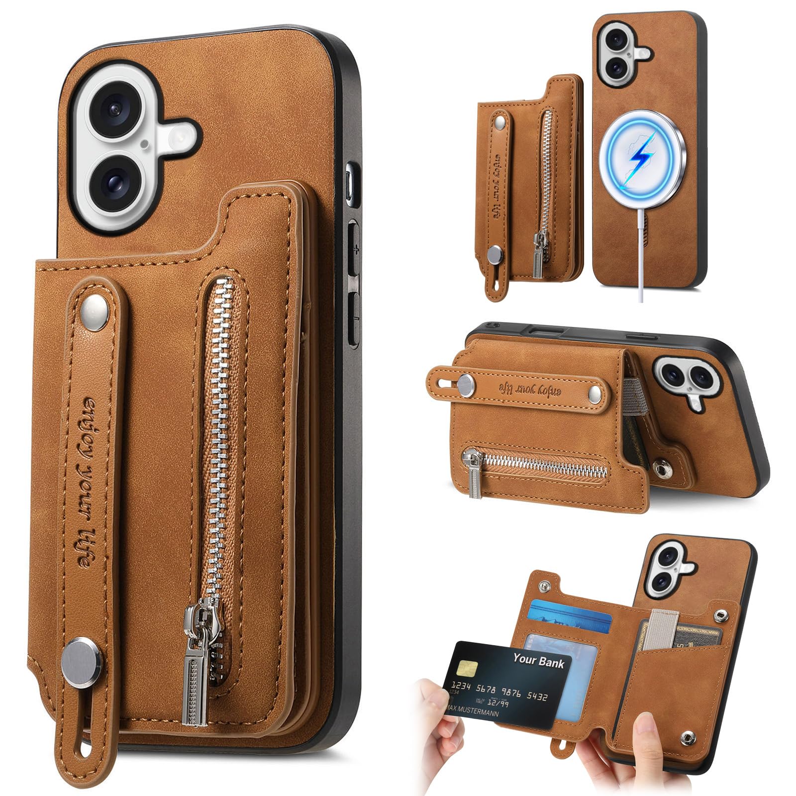 iPhone 16 ケース 手帳型 MagSafe対応 アイフォン 16 スマホケース あいふおん16ケース 分離式 2 in 1 マグネット iphone16 携帯ケース ワイヤレス充電対応 耐衝撃 いphone16 手帳型ケース 背面 カード収納 あい