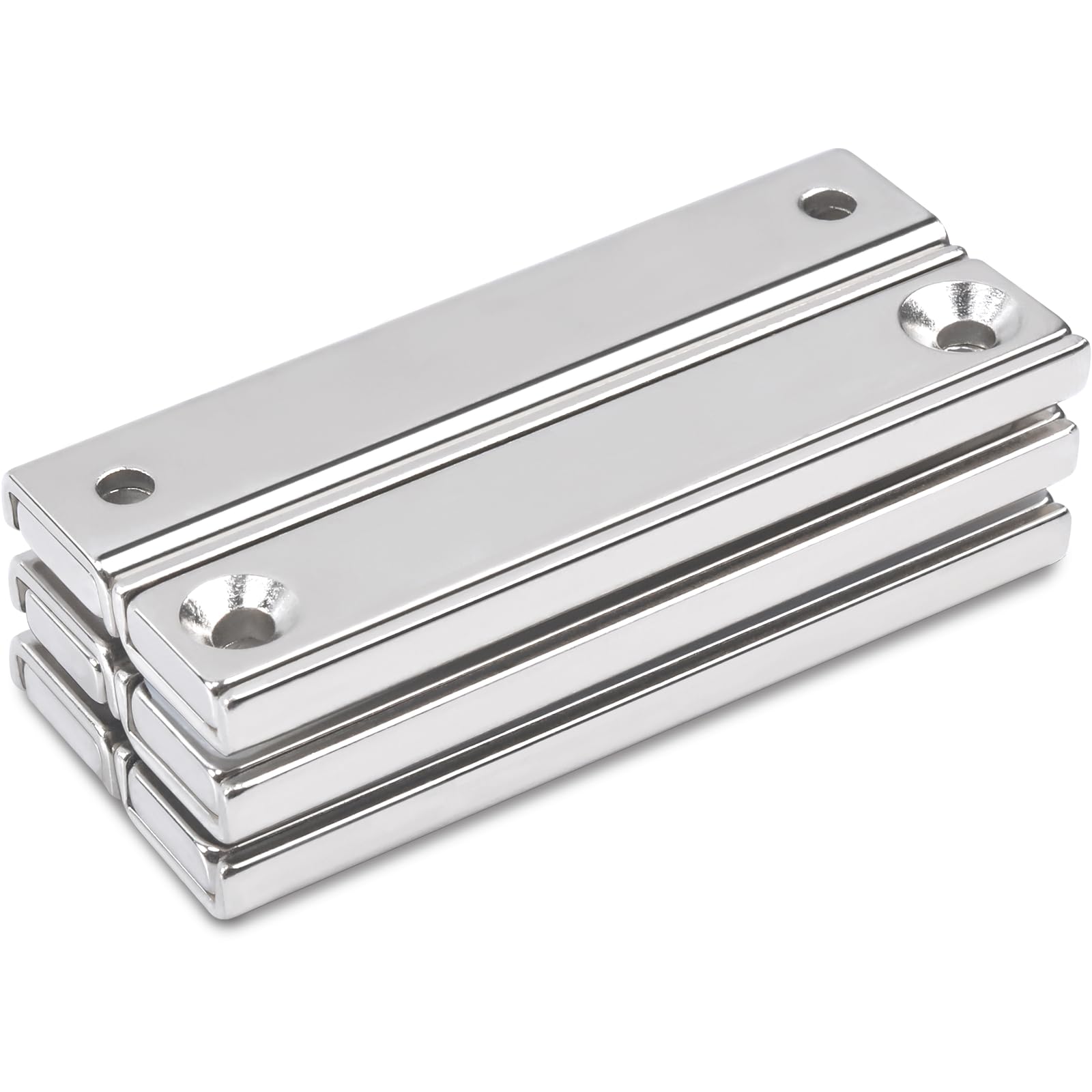 6個入超強力ネオジム磁石 60x13.5x5mm皿穴3.5mm 直方体磁石,超強力マグネット ネジ付き磁石 角型 バーマグネット 工業事務室 キッチン 浴室 倉庫 室外 壁掛け