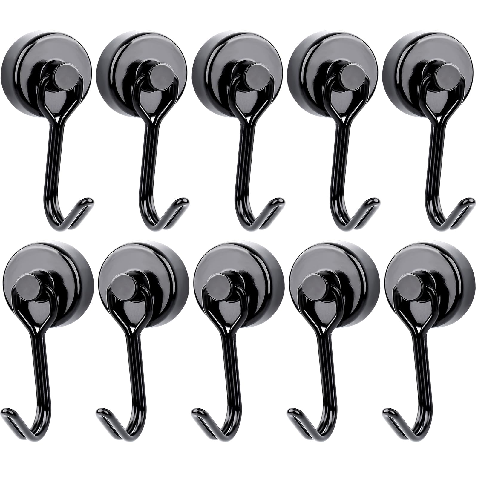 マグネット フック 10個セット 超強力磁石 直径20mm 金属製 ネオジム 磁石 フック 垂直耐荷重15kg 防腐..