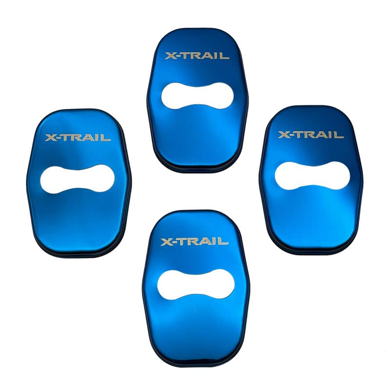 MEKOMEKO 日産 エクストレイル 新型 X-TRAIL 4代目 T33専用 ストライカー カバー ドアロック カバー メッキ アクセサリー 内装 パーツ ステンレス 4PCS 2022年7月～【ブルー】TR-MSGL