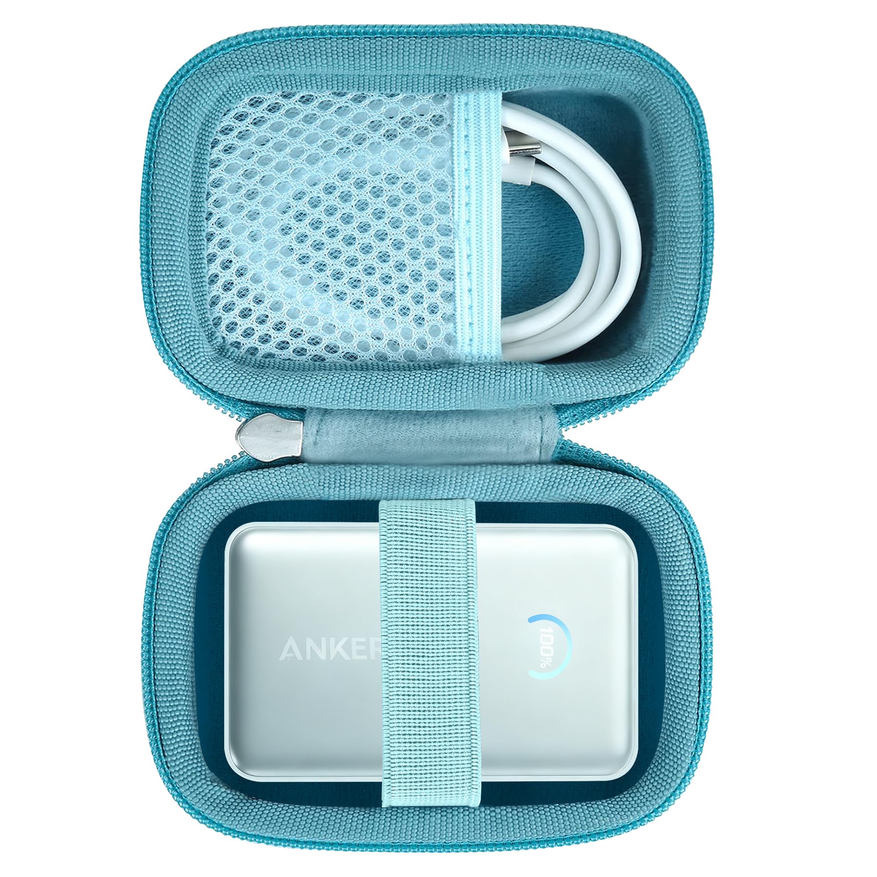 （ケースのみ）Anker Nano Power Bank (10000mAh, 45W, 巻取り式 USB-Cケーブル)モバイルバッテリー A1638専用収納ケース,ブルー-Khanka