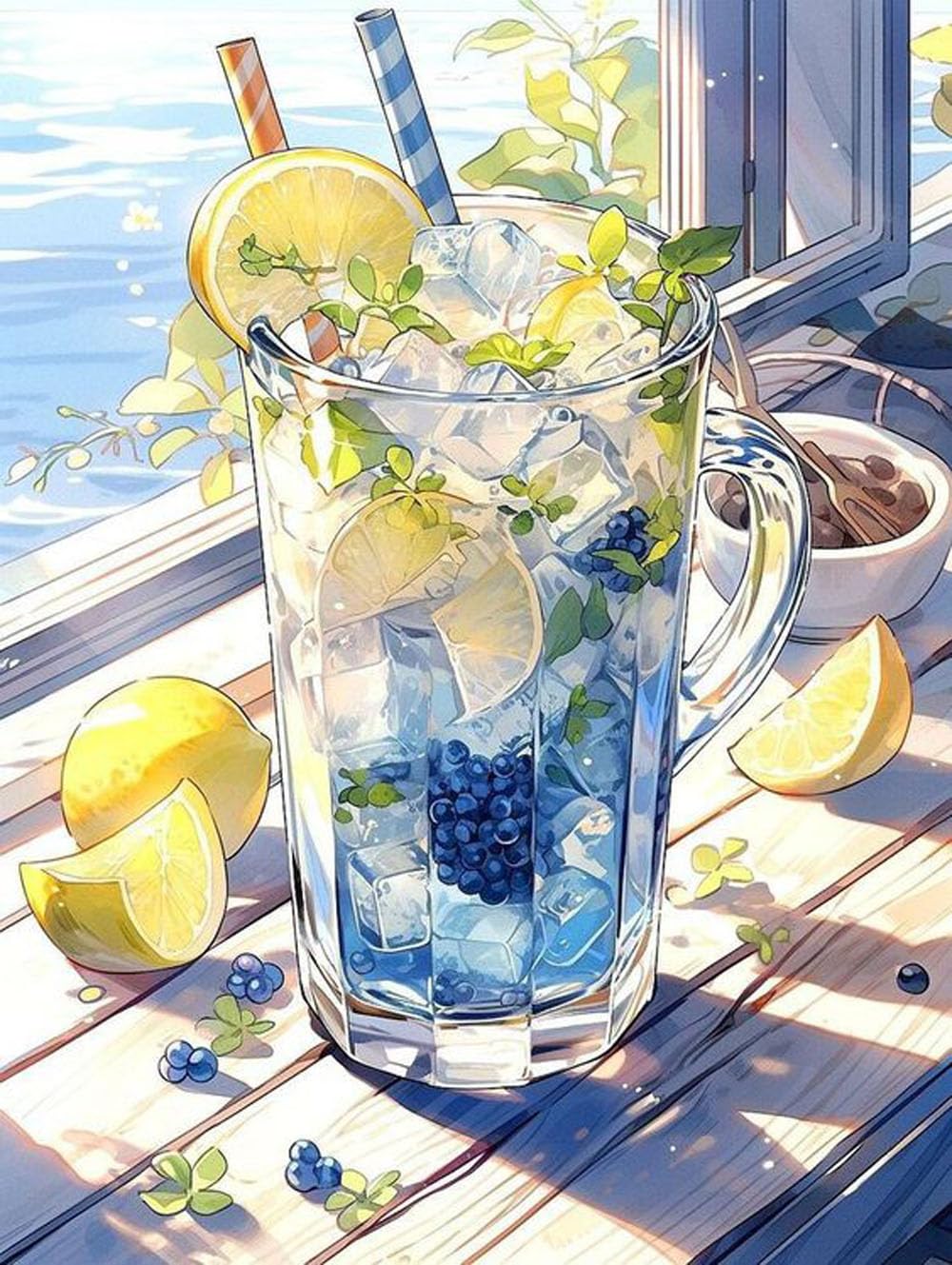 Rakuten - LEADINTOP ダイヤモンドアート スクエアビーズ 夏 カップ 30x40cm 四角いビーズ ダイヤモンドペインティング スクエア アートセット ビーズアート モザイクアート 人気 子供 大人 初心者 装飾 DIY 手芸 キット