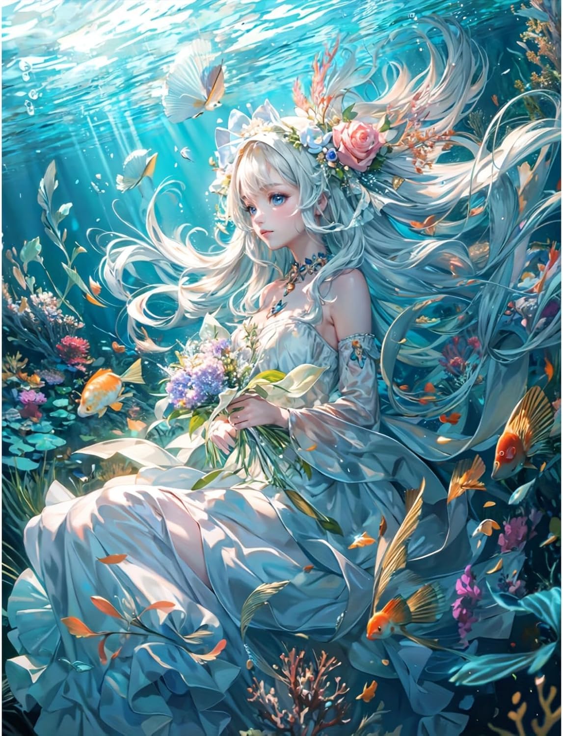 Rakuten - LEADINTOP ダイヤモンドアート キット 海底の美少女 30x40cm モザイクアート ビーズアート 初心者向け 大人 子供 DIY 手芸 かわいい アート装飾 プレゼント用