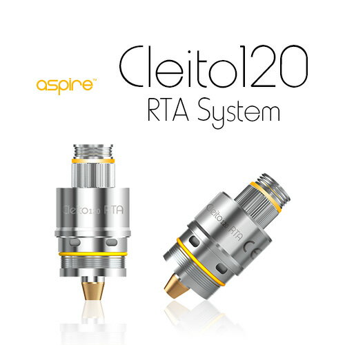 主な材質 カンタル 抵抗値 　 付属数 　 対応アトマイザー Cleito120 仕様 　 商品内容 ・aspire Cleito120 RTA（クラプトンコイル×2 組込済）×1 ・予備イモネジ×8 ・予備Oリング×5 ・六角レンチ×1 ・コットン×1