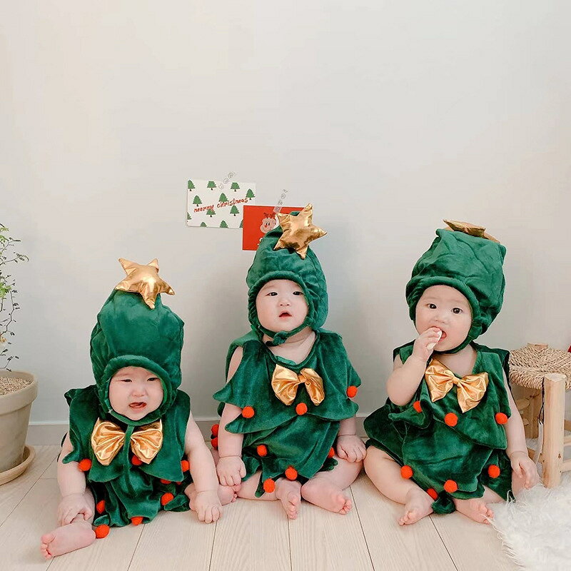クリスマス コスプレ ベビー 百日記念 プレゼント 子供 ベビー クリスマス 仮装 男の子 女の子 キッズ コスチュームリスマスツリー 着ぐるみ 赤ちゃん クリスマスツリー柄 ロンパース クリスマスプレゼント 撮影 記念写真 出産お祝い baby photo ニューボーンフォト