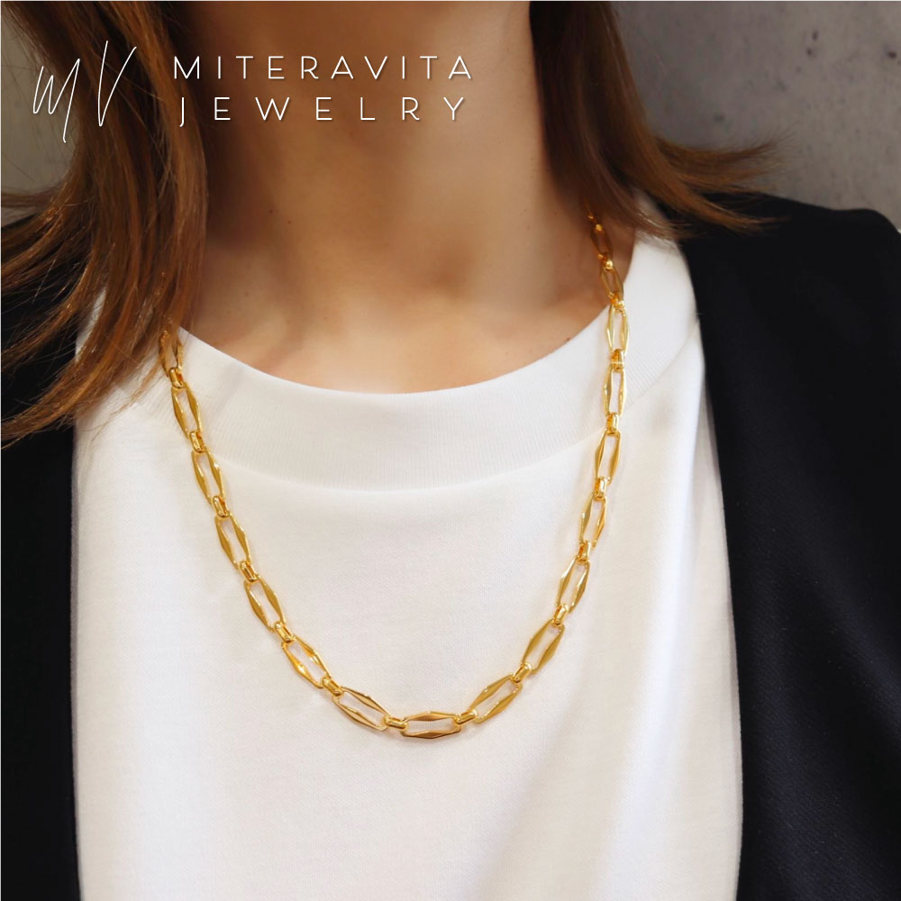 金属アレルギー対応 レディース サージカルステンレス チェーン ネックレス クリップ チェーン ロンブスレクタングルチェーン 49cm シンプル 変色しない つ...