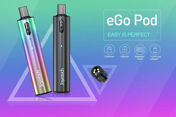 電子タバコ専門店 VapeSourcingのJoyetech eGo Pod Kit ジョイテック イーゴー ポッド キット 電子タバコ VAPE ベイプ 1000mAhバッテリー 2mlカートリッジ ASTコイル採用 1.2Ωコイル USB-C充電 コンパクト＆軽量設計 子供保護機能付き 禁煙 タール0 ニコチ0｜アングル3