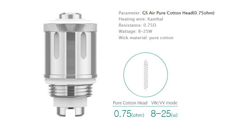 電子タバコ専門店 VapeSourcingの【2箱】GS Air Pure Cotton Head 0.75Ω コイル 10個セット イーリーフ GSエアー ピュアコットンヘッド 交換用アトマイザーコイル MTL向け 互換性あり 8W-25W対応 電子タバコ用交換コイル ジーエス アトマイザーコイル 禁煙サポート｜アングル3