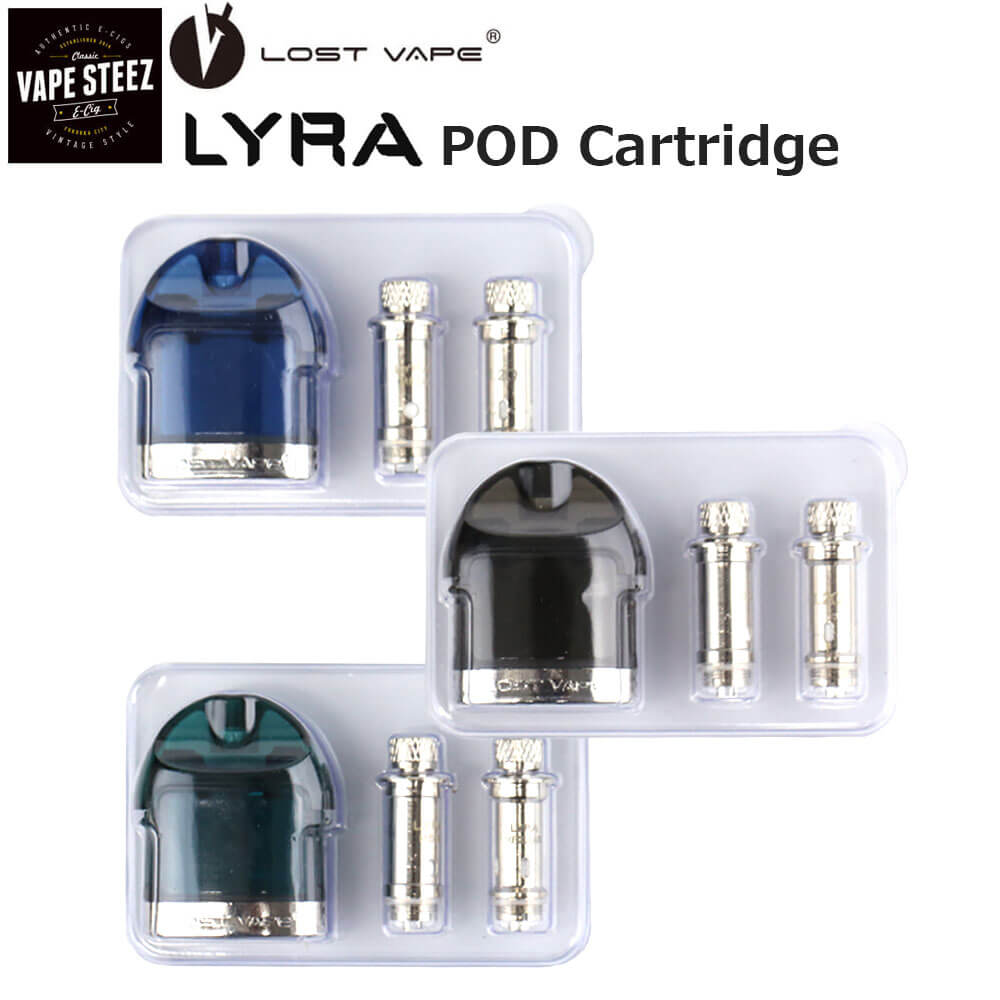 LOST VAPE - LYAR用交換PODです。 コイル2種同梱 LOST VAPE - LYRA POD 容量 2ml コイル 0.6Ω Mesh Coil 1.2Ω Regular Coil パッケージ 1× 2.0ml Replacement Cartridge 1× 0.6Ω Mesh Coil 1× 1.2Ω Regular Coil コイルは消耗品となります。 いかなる事態でも焦げ付きによる交換対応は致しかねます。