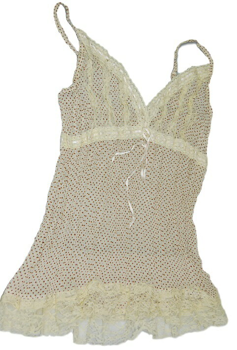 樂天商城 - 〔中古〕PAGEBOY ページボーイ ドット柄レース付きキャミソール 38 クリーム色[掘出物][ファッション]【中古】[定形外郵便、送料無料、代引不可]