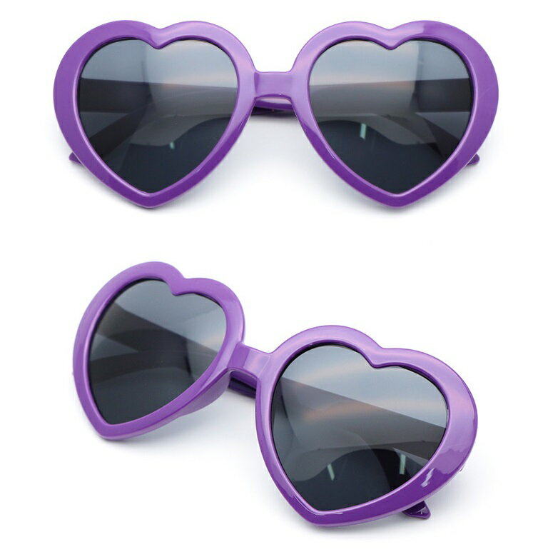 UVカット ハートサングラス ハート型 眼鏡 めがね メガネ コスプレ パーティー (パープル)[定形外郵便、送料無料、代引不可]