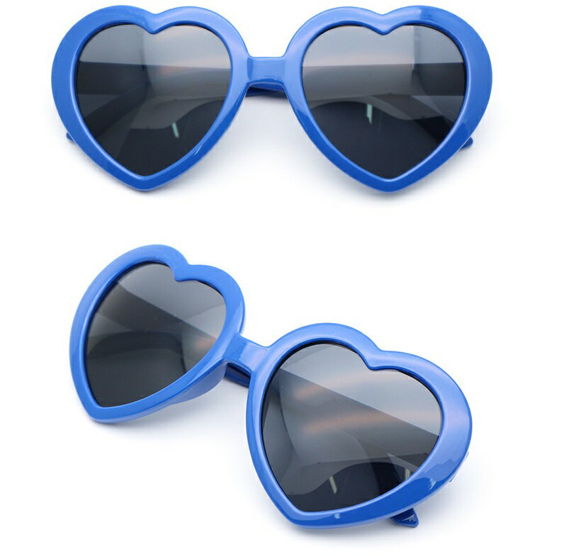 UVカット ハートサングラス ハート型 眼鏡 めがね メガネ コスプレ パーティー (ブルー)[定形外郵便、送料無料、代引不可]
