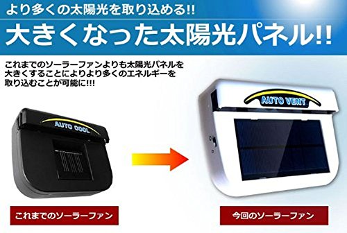 車載用 ソーラーファン 太陽光パネル&充電バッテリー搭載[送料無料(一部地域を除く)]