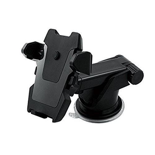 吸盤固定 車載 スマホ ホルダー 伸縮アーム 角度調整 iPhone対応 スマートフォン 固定 スマホスタンド (ブラック)[送料無料(一部地域を除く)]