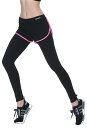 レディース スポーツ パンツ 一体型レギンス 《レッド》 《L》 9分丈 スパッツ ヨガ ランニングウェア ショートパンツ[ゆうパケット発送、送料無料、代引不可...