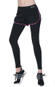 レディース スポーツ パンツ 一体型レギンス 《パープル》 《S》 9分丈 スパッツ ヨガ ランニングウェア ショートパンツ[ゆうパケット発送、送料無料、代引不...