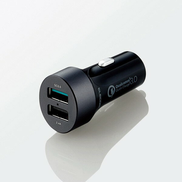 楽天YouShowShopエレコム カーチャージャー 車載充電器 急速 【 iPhone & android & IQOS対応】 USBポート×2 Quick Charge 3.0 + 2.4A 出力 電流自動識別 ブラック EC-DC02BK[定形外郵便、送料無料、代引不可]