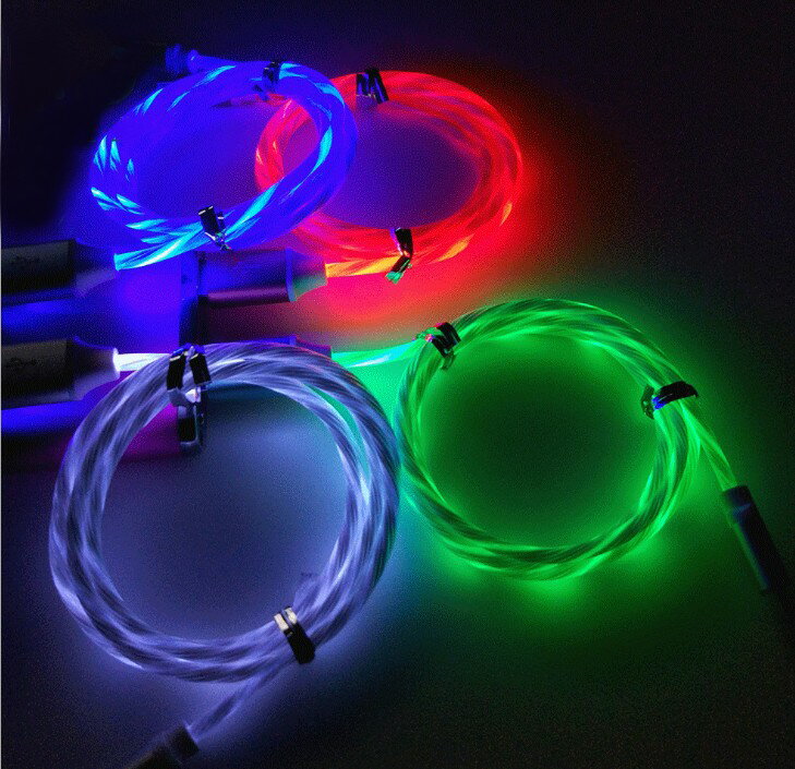 LED発光 microUSBケーブル 《グリーン》 光る USBオス-USBオス[定形外郵便、送料無料、代引不可]