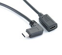 USB2.0 500mA Type-C L字 延長ケーブル Type-C(メス)-Type-C(オスL字) 定形外郵便 送料無料 代引不可