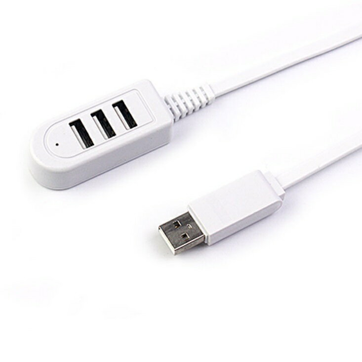 シンプル 3ポートUSB2.0 ハブ データ用x1/電源用x2《ホワイト》 《29.5cm》[定形外郵便、送料無料、代..