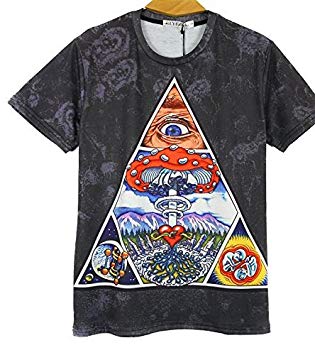 前衛芸術Tシャツ サイケデリック 派手 プリント アート (02.トライアングル， XXL)[ゆうパケット発送、送料無料、代引不可]