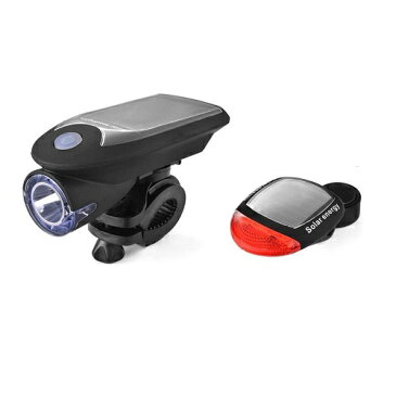 ソーラーパネル付 自転車LEDライト USB充電 ソーラー充電 ヘッドライト テールライト 防水 テールランプ[送料無料(一部地域を除く)]