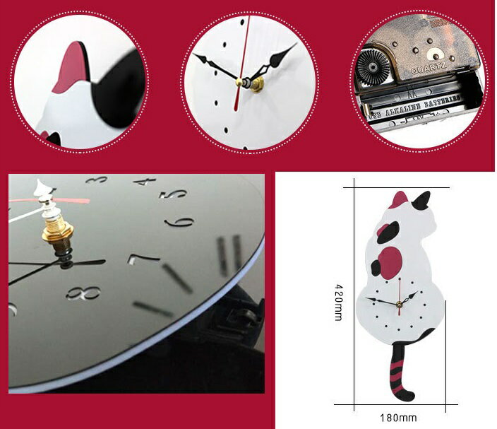 しっぽが動く 壁掛けキャットクロック 《ホワイト》 壁掛け かわいい 猫 ねこ 時計[定形外郵便、送料無料、代引不可] [3]