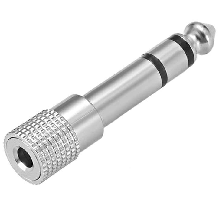 3.5mm to 6.35mm ステレオミニプラグ→ステレオ標準プラグ 《シルバー》 交換アダプター ...