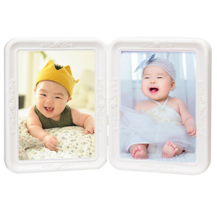 折りたたみ 2面 フォトフレーム 《ホワイト》 両面 2枚 2L 写真立て フォトスタンド 子供 記念 送料無料(一部地域を除く)