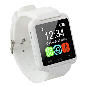 スマートウォッチDX Bluetooth 腕時計 ハンズフリー タッチパネル 歩数計 ストップウォッチ (ホワイト)[定形外郵便、送料無料、代引不可]