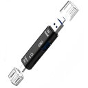 3in1 多機能カードリーダー 《ブラック》 USB2.0オス MicroUSBオス Type-Cオス microSDカード USBメス[定形外郵便、送料無料、...